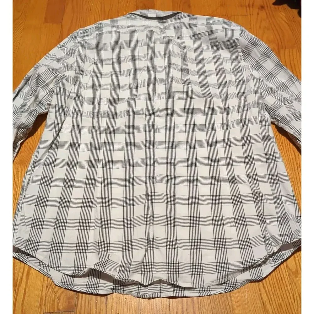 Express Slim Fit Long Sleeve Button Down Shirt SZ XL White Black‎ Plaid NEW - Picture 6 of 8